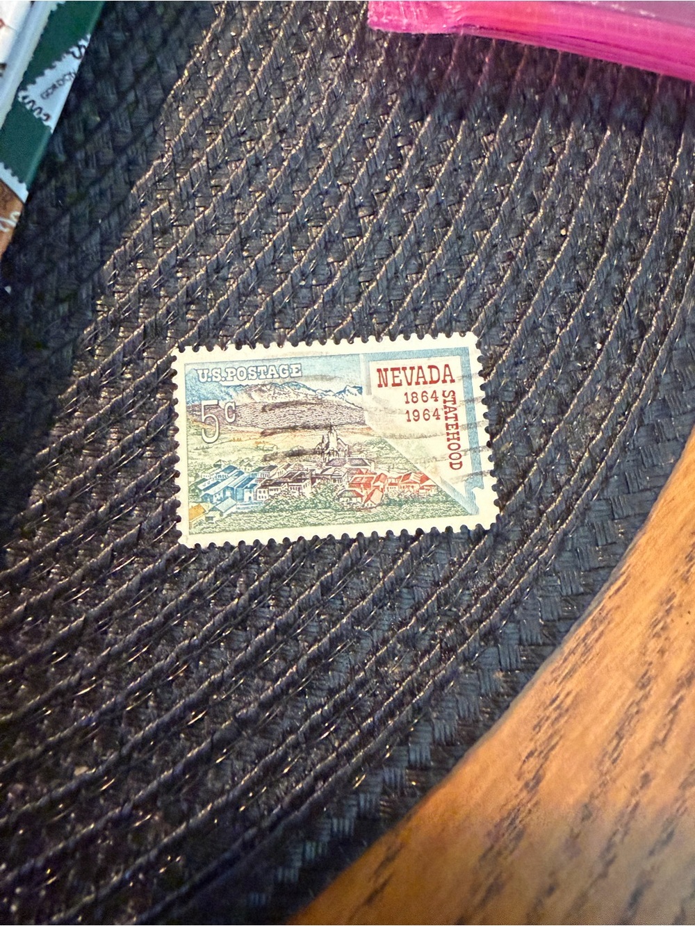 Vintage 1964 Nevada Statehood 5 Cent Canceled Stamp